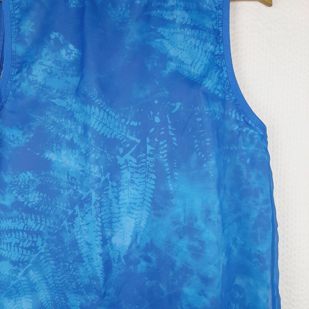 Adidas Women Ocean Elements Tank Top Blue Chiffon Mesh Activewear Top Size S - Picture 11 of 12